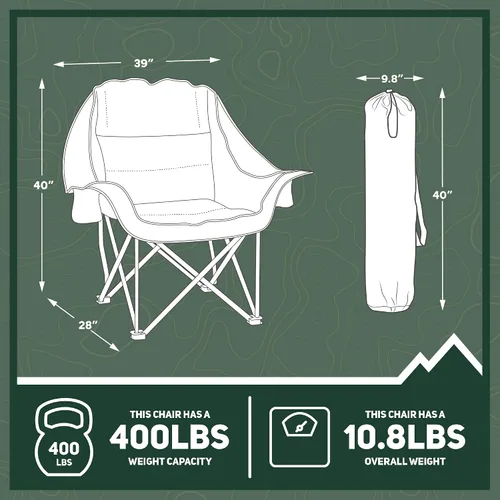 Vista 3 de OUTSIDER Silla de camping plegable acolchada de gran tamaño Silla acolchada resistente para exteriores con capacidad de peso de 400 libras