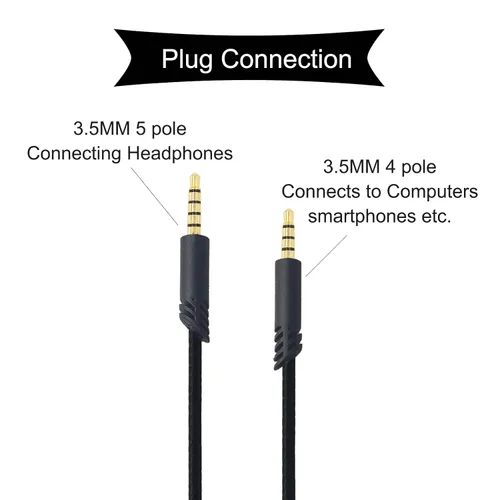 Vista 4 de Cable de audio de repuesto para auriculares para juegos Astro A10 A40 Inline Cable de control de volumen, cable auxiliar para juegos de audio, 6.6