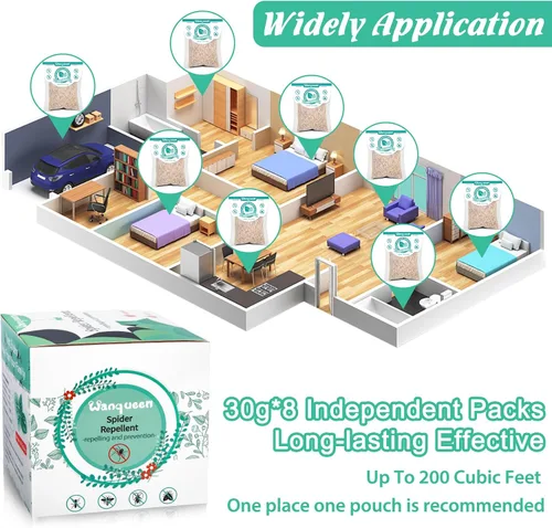 Vista 6 de Paquete de 8 bolsas repelentes de arañas para interior de casa, aceite