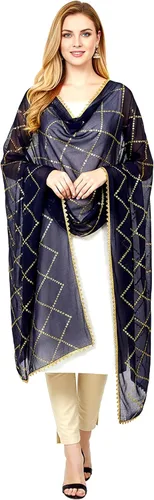Vista 10 de Chandrakala Dupatta de gasa para mujer, chal bufanda envolvente Chunni (D238-P)