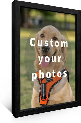 Vista 8 de Impresiones de lienzo personalizadas enmarcadas con tus fotos, impresión personalizada de foto a lienzo, regalos para parejas, amigos, familia, Negro