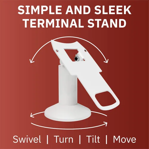 Vista 3 de DCCStands - Soporte de terminal giratorio e inclinable con trébol Mini/Clover Mini 3, perfil bajo, color blanco