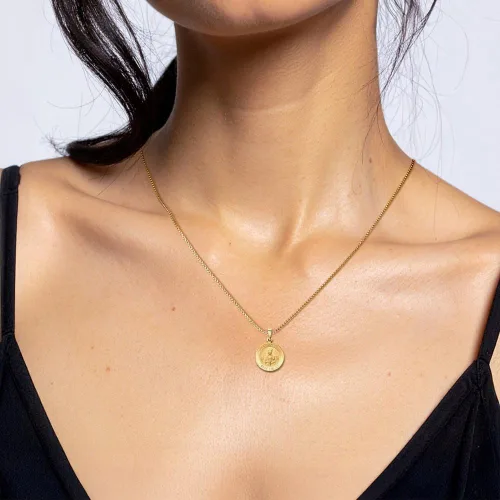 Vista 2 de IceCarats Colgante de oro amarillo de 14 quilates con medalla de Santa Bárbara