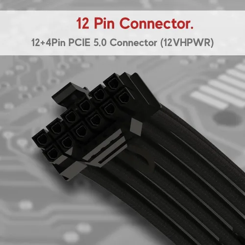 Vista 5 de LINKUP Cable de Extensión de Alimentación GPU 12VHPWR Compatible con NIVIDA RTX 5070/5080 y Todas las GPU RTX Cable PCIe 5.0 de 12+4 a 3x8 Pines