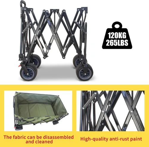 Vista 2 de TMZ Carro plegable de 445L extra grande para exteriores, carritos de servicio pesado plegables con ruedas grandes todo terreno, toldo y frenos