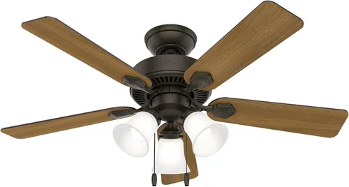 Vista 18 de Hunter Swanson 50885 - Ventilador de techo interior de 44 pulgadas con luces LED, ventilador de techo blanco con cadena de tracción