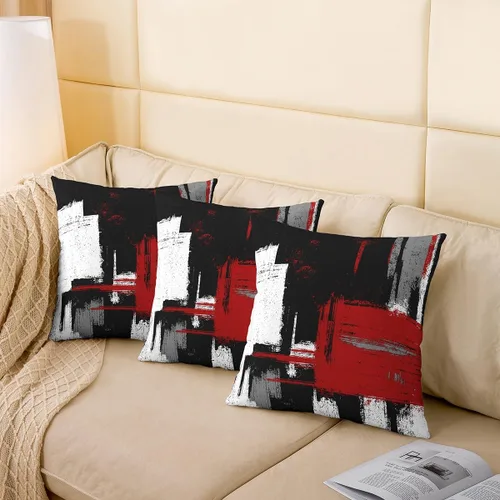 Vista 28 de Juego de 2 fundas de almohada abstractas de 16 x 16 pulgadas para niños, niñas, adolescentes, decoración de dormitorio, moderna a rayas, decoración