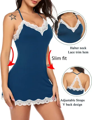 Vista 6 de Avidlove - Lencería sexy para mujer, ropa de dormir, camisón, babydoll, lencería de algodón