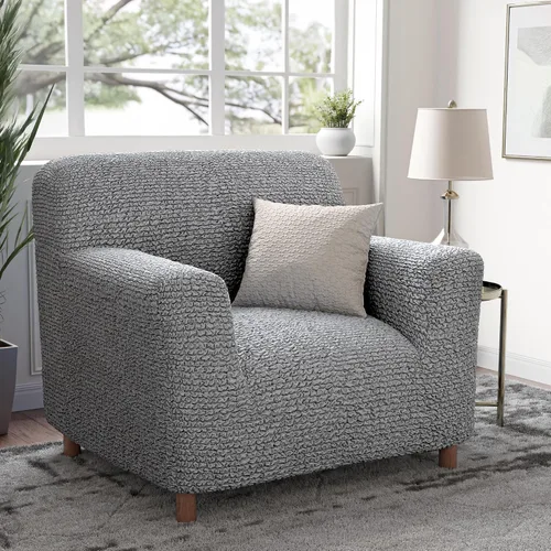 Vista 2 de PAULATO BY GA.I.CO. Funda para Silla - Funda para Sillón - Funda para Sillón - Funda de Tela Suave - Protector de Muebles Elegante de Ajuste Ceniza