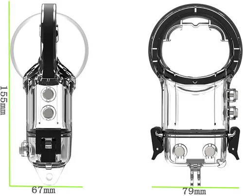 Vista 5 de Carcasa impermeable sellada para buceo para Insta360 X3 Cámara panorámica Funda protectora Shell con accesorios de montaje de soporte
