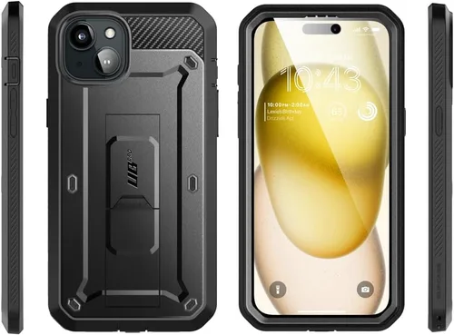 Vista 8 de SUPCASE Funda para iPhone 15 con soporte y clip para cinturón (Unicorn Beetle Pro), [protector de pantalla integrado]