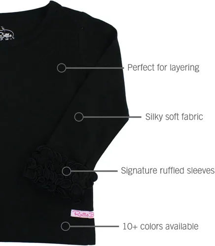 Vista 3 de RuffleButts - Camiseta interior de manga larga para niña, extra suave