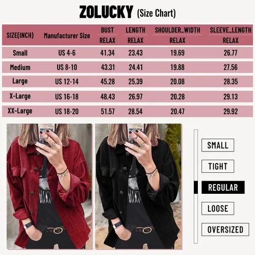 Vista 6 de ZOLUCKY Women's Casual Plus Size Shacket Jacket Long Sleeve Button Down Shirts Blouses Tops