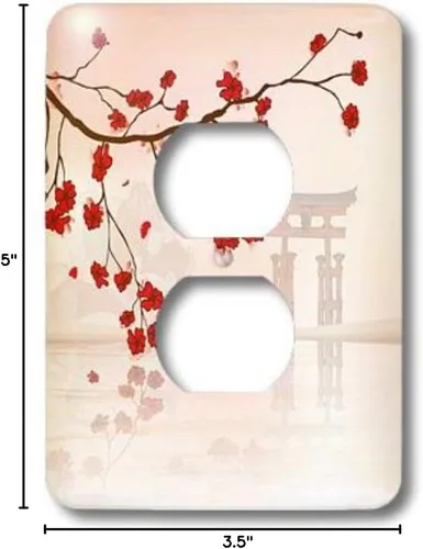 Vista 3 de 3dRose LSP _ _ _ _ _ _ _ _ _ _ 78460 _ _ _ _ _ _ _ _ _ _ 6 Pretty Cherry Blossoms against a peaceful Oriental Escena 2 Plug Outlet Cover