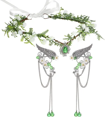 Vista 11 de Zeyune Halloween Renaissance Fairy Accessories Set, Elf Headpiece