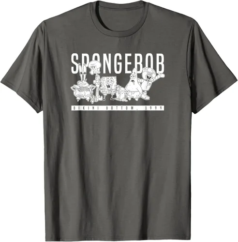 Vista 84 de Bob Esponja Vintage Group Simple Logo Camiseta, Negro