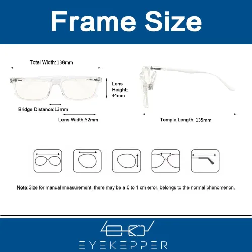 Vista 7 de Eyekepper Blue Light Reading Glasses Men Women, Rectangular Black Frame Transparente