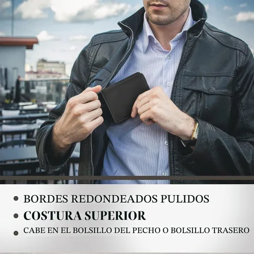 Vista 4 de Tony Perotti Billetera delgada plegable de cuero italiano para hombre con Negro