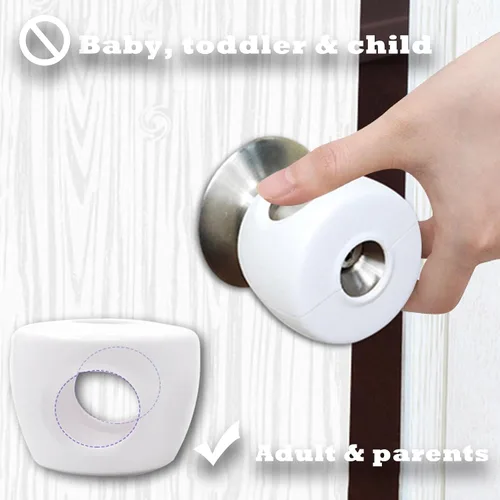 Vista 5 de AILUOQI 1 paquete de fundas para pomos de puerta a prueba de niños, cerraduras infantiles a prueba de bebés, manija de puerta, seguridad para niños