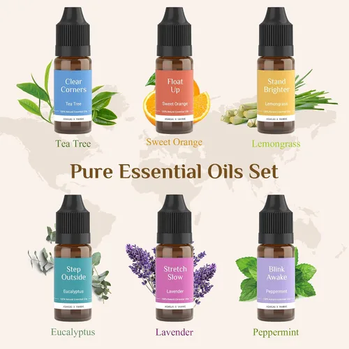 Vista 3 de ASAKUKI - Difusor de aceites esenciales de 700 ml, ultrasónico, humidificador de aromaterapia con juego de los 6 mejores aceites esenciales, 7