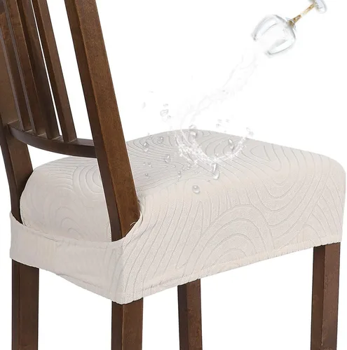 Vista 14 de SearchI Juego de 4 fundas de asiento para sillas de comedor repelentes al Flor roja beige