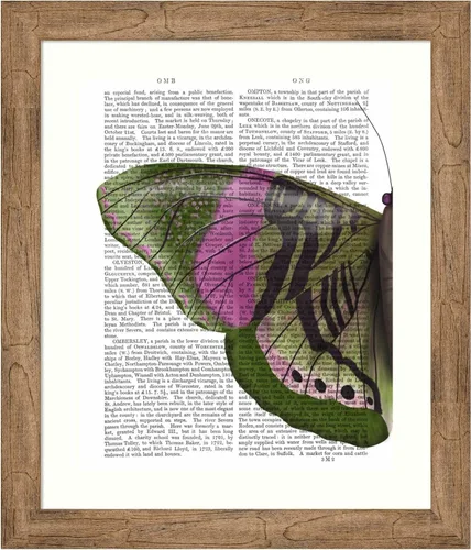 Vista 17 de Amanti Art Fab Funky - Lienzo decorativo para pared, diseño de mariposa en verde y rosa de 24 x 20 pulgadas, arte de pared de animales, decoración