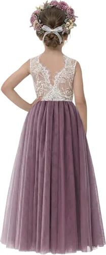 Vista 12 de 2Bunnies - Vestido de fiesta con tutú de tul, espalda de encaje de rosa, tipo A, para niñas Maxi sin mangas de encaje