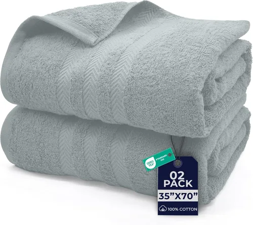Vista 16 de DAN RIVER Paquete de 2 toallas de baño extra grandes de 35 x 70 pulgadas, toallas de baño grandes para adultos, juego de toallas de gran