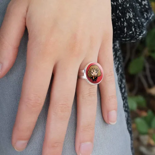 Vista 2 de Harry Potter Cute Chibi Hermione Character Silver Plated Adjustable Novelty Ring