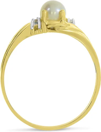 Vista 5 de Direct-Jewelry Anillo de diamantes y perlas cultivadas de agua dulce en oro amarillo de 10 quilates