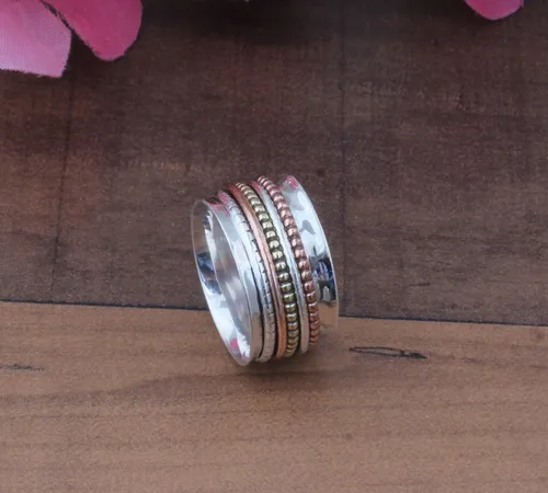 Vista 59 de Boho Spinner Ring, Mothers Day Gift, Silver 925 Women Ring, Sterling Silver 925 Ring, Fidget Spinner Ring,Women Silver Anxiety Ring