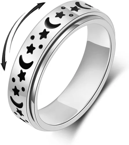 Vista 8 de Anillo de ansiedad OreilleStar para mujer, anillo de dedo de acero inoxidable, juguetes de dedo para adultos, anillos giratorios para el pulgar 2