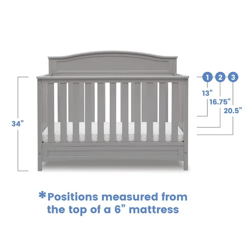 Vista 5 de Delta Children Emery - Cuna convertible 4 en 1 para bebés, paquete de 1, color gris