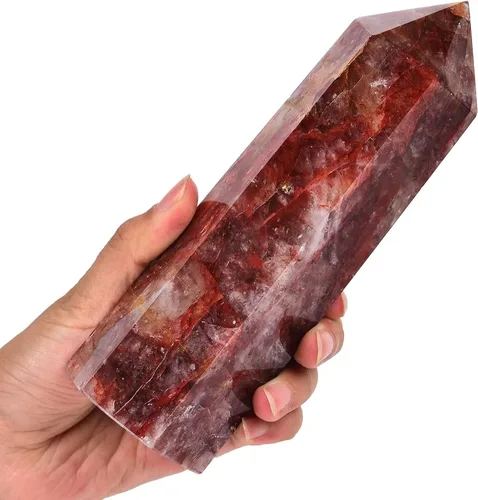 Vista 40 de AMOYSTONE Obelisco de Piedra de Sangre Africana Varita de Cristal Curativo Grande Torre Columna Facetada de 6 Lados Reiki Chakra Meditación Terapia