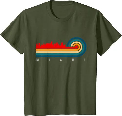 Vista 11 de Camiseta Retro City of Miami Florida, Negro