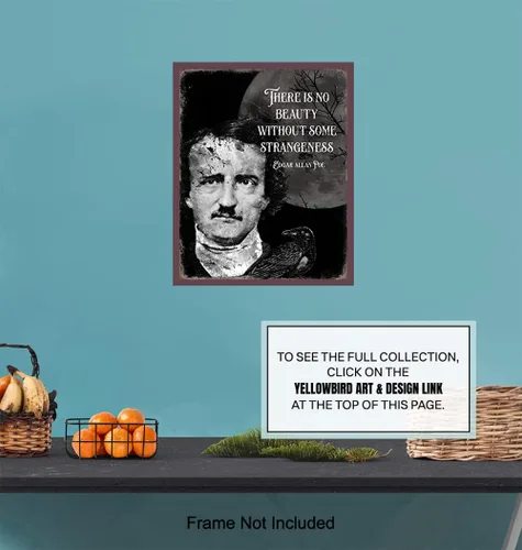 Vista 6 de Edgar Allan Poe - Decoración gótica de The Raven Spooky espeluznante y aterrador arte de pared - Póster gótico impreso - Bruja pagana Wicca, regalos