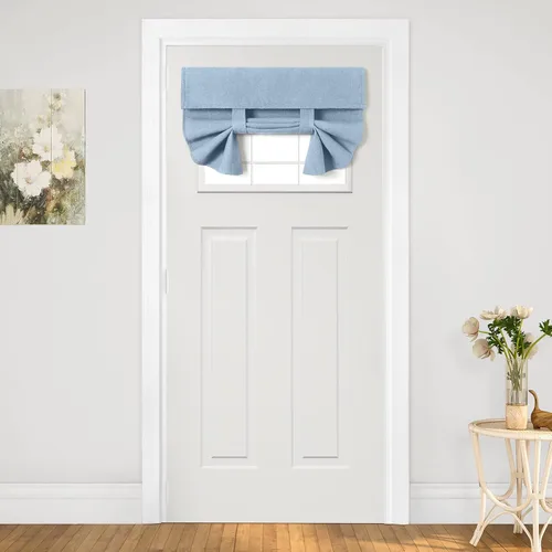 Vista 21 de HOMEIDEAS Cortinas opacas de lino con luz lateral para puerta delantera, cortinas de ventana de puerta lateral, ventana pequeña, decoración moderna