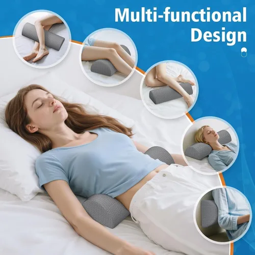 Vista 7 de Almohada grande de rodilla para dormir de lado, almohada de espuma viscoelástica de media luna para piernas, almohada de elevación de cuña de diseño