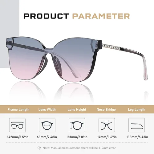 Vista 4 de Colrea Gafas de sol cuadradas clásicas para mujer, sin marco, modernas, protección UV, CL22001