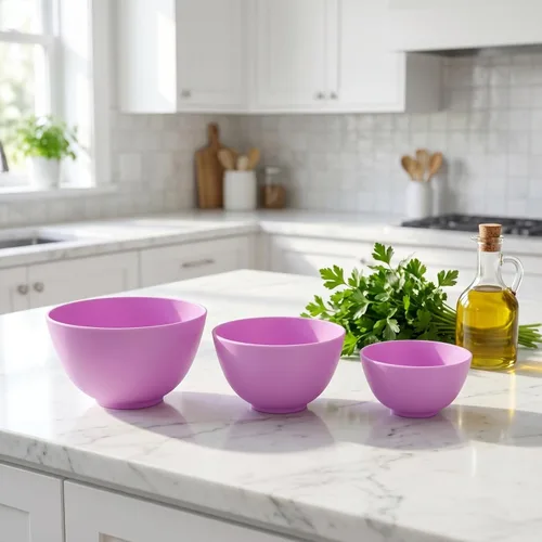 Vista 8 de Healifty Cuencos de silicona para teñir el cabello, paquete de 3 cuencos de preparación de 5 x 3.1 pulgadas, color morado, para máscaras faciales
