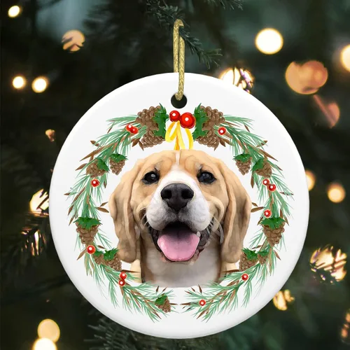 Vista 19 de Colgante de perro esquimal americano de 3 pulgadas para decoración de árbol de Navidad, bonito adorno de día festivo para cachorros, regalos