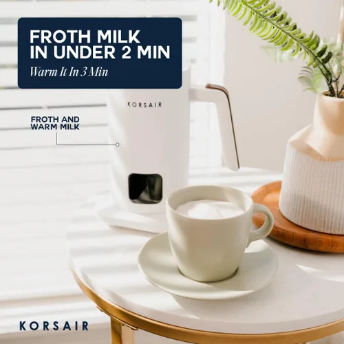 Vista 2 de KORSAIR Espumador de leche eléctrico 4 en 1 para espuma fría y caliente Vaporizador de leche automático y máquina calentadora para latte