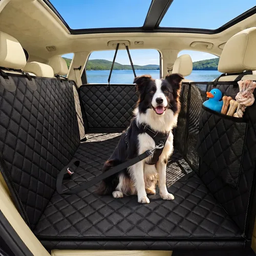Vista 10 de Funda de asiento de coche para perros, funda de asiento para perros 600D resistente y duradera para asiento trasero, hamaca para perros 100%