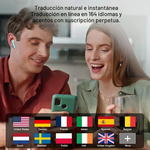 Vista 3 de Auriculares de traducción de idiomas AI, auriculares de traductor 3 en 1 en tiempo real con 7 modos de traducción, con llamada de audio y video Azul