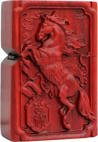 Vista 23 de Caja de carcasa de madera natural Huanghuali tallada en palisandro para módulo Zippo (oración budista)