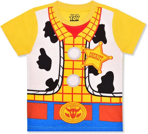Vista 2 de Disney Toy Story Woody Boys Short Sleeve T-Shirt and Shorts Costume Set for Toddler and Little Kids - YellowBlue