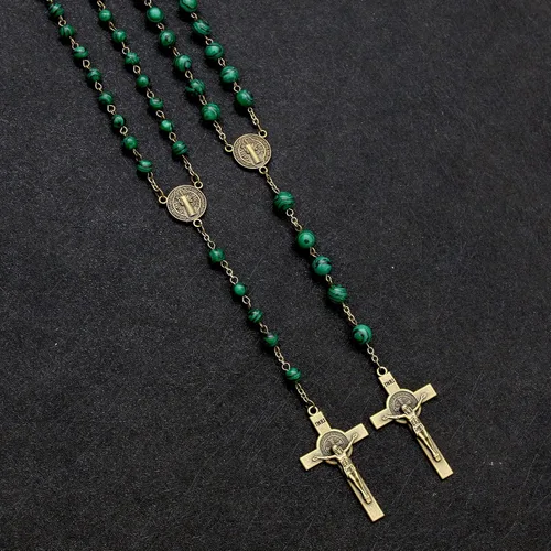 Vista 62 de KOMI Rosario de cuentas católicas para mujer, collar de cuentas de rosario con cruz de crucifijo, perlas de cristal, rosario, rosarios, católicos