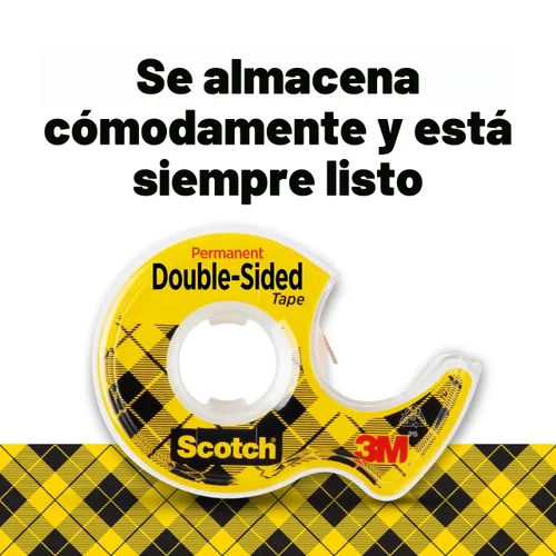 Vista 7 de 3M MMM136 Cinta de doble cara con dispensador, permanente, 1/2" x 250", transparente, Transparente