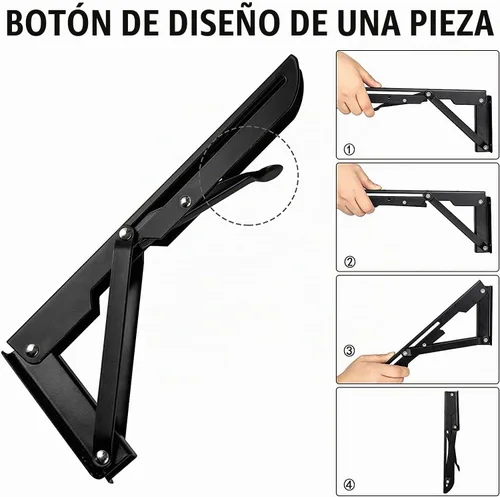Vista 5 de Soportes plegables para estantes – 8 pulgadas, 2 piezas de metal resistente, soporte de estante plegable montado en la pared, ahorro de espacio