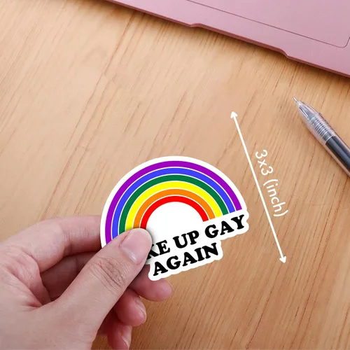 Vista 5 de VOTANTA (3 unidades – 3 pulgadas) Woke Up Gay Again LGBT Pride Vinilo, calcomanías de decoración LGBTQ, regalos divertidos del mes del orgullo